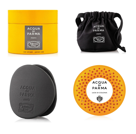 ACQUA DI PARMA Dark Grey Car Diffuser Leather Case with Luce de Colonia Car Diffuser (19g) - Refill