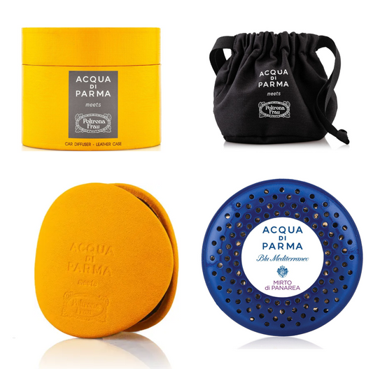 ACQUA DI PARMA Yellow Car Diffuser Leather Case with Mirto di Panarea Car Diffuser (19g) - Refill